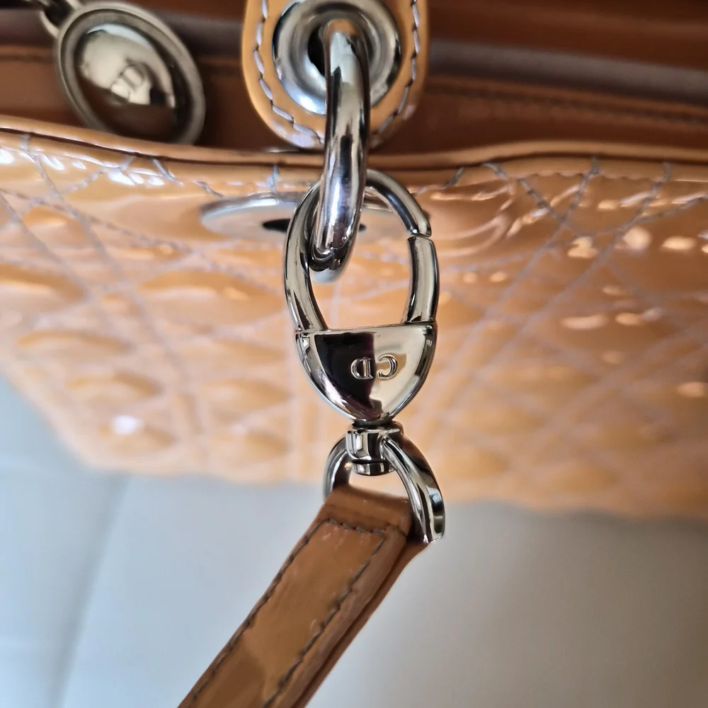 Lady Dior Patent Quilted Satchel with Silver Hardware